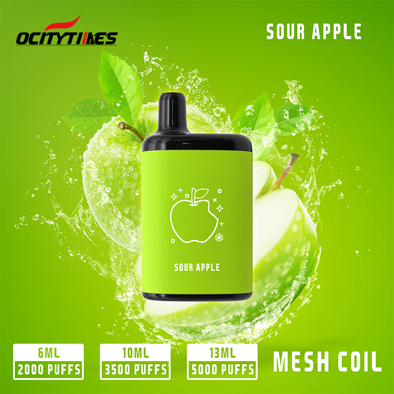 Sour Apple 2000 Puffs Mesh Coil Nikotin Salz Pod Vape Pen 
